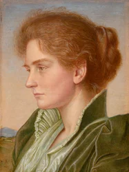 Gertrude Southall (acuarela con tinta corporal y goma arábiga, realzada con oro)