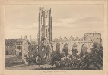 Vista de la iglesia de San Nicolás de Valenciennes tras el asedio