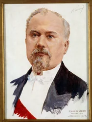 Retrato de Raymond Poincare (1860-1934) Presidente de la República. Pintura de Joseph-Felix Bouchor (1853-1937) Sol del siglo XX. 0,33x0,24 m ¡Atención! La utilización de esta obra puede estar sujeta a una solicitud de autorización de terceros o a tasas ad