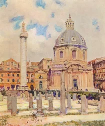 Roma: Foro de Trajano (litografía en color)