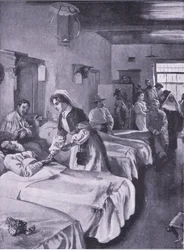 Prisioneros bóer en el Hospital del Palacio en Simonstown, ilustración de Después de Pretoria: La Guerra de Guerrillas, 1902