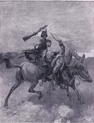 Derriba a uno de ellos de su caballo
