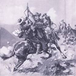 La captura del Comandante de Campo Swanepool, ilustración de Después de Pretoria: La Guerra de Guerrillas, 1902