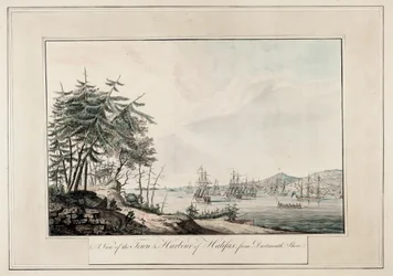 Vista de la ciudad y el puerto de Halifax, desde la orilla de Dartmouth, c.1777 (Impreso)