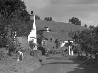 Lyth Valley carretera sur con casas de campo en Winster