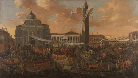 Italiano: Entrada del Patriarca Federico Corner en San Pietro di Castello
Alemán: Einzug des Patriarchen Federico Corner in San Pietro Castello