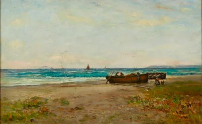 Cuidando los botes, costa de Ayrshire