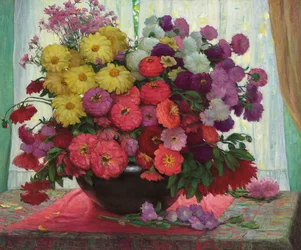Cuenco de flores (óleo sobre lienzo)