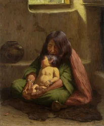 Madre y bebé indios