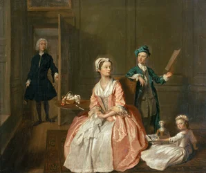 Escena de conversación, probablemente de la familia del artista, c.1732-5