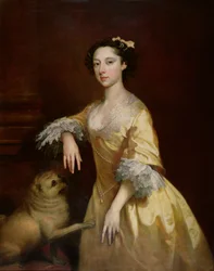 Dama con un perro pug