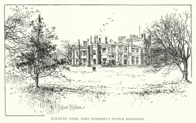 Dalmeny Park, Residencia escocesa de Lord Rosebery (litografía)
