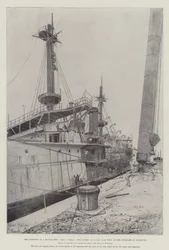 La construcción de un acorazado, HMS Ocean, Twin-Screw, 1ª clase, 12,950 toneladas, en el astillero de Plymouth