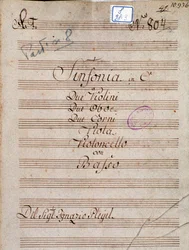 Primera página de la partitura de la Sinfonía en Do de Pleyel