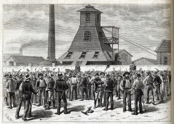 Huelga en las minas de Anzin (Pas-de-Calais) en 1884. Dibujo de Julien - grabado en 