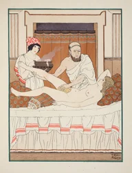 Baño de esponja, ilustración de «Las obras de Hipócrates», 1934
