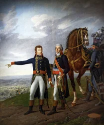 El general Bonaparte y su jefe de Estado Mayor, el general Louis Alexandre Berthier, en la batalla de Marengo el 14 de junio de 1800, c.1800-01 (óleo sobre lienzo)