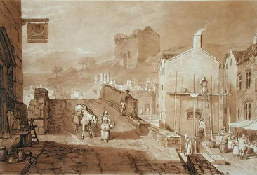 Morpeth, Northumberland, grabado por Charles Turner (1773-1857) publicado en 1808