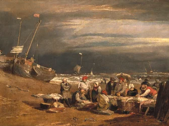 Un mercado de pescado en la playa, c.1802-04