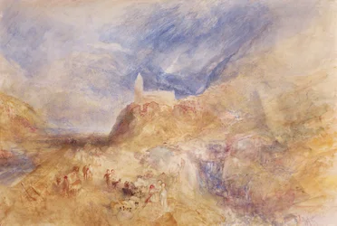Un pueblo en los Alpes, Sion, c.1846 (acuarela sobre papel)