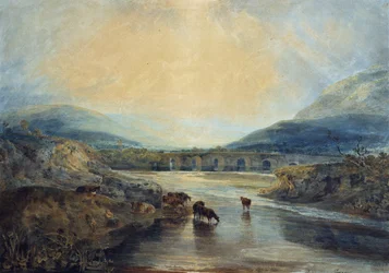Puente de Abergavenny, Monmouthshire: despejando después de un día lluvioso