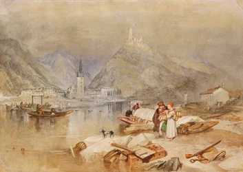 Berncastel en el Mosela con las ruinas de Landshut, c.1834