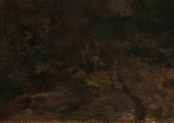 Detalle de las montañas Ben Lomond, Escocia: El Viajero - Vide La Guerra de Caros de Ossian, c. 1799-1800 (óleo sobre lienzo)