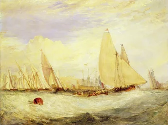 East Cowes Castle, la sede de J Nash Esq., la regata batiendo a barlovento
