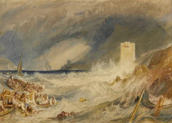 Entrada al puerto de Fowey, Cornualles, c.1827