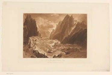Vista del glaciar Mer-de-Glace en el Mont Blanc Mer de Glace - Valle de Chamouni - Saboya (título sobre objeto) Estudios de paisaje (título de la serie) Liber Studiorum (título de la serie)