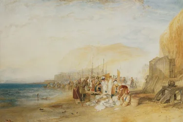 Hastings: Mercado de pescado en la arena, temprano en la mañana, 1822