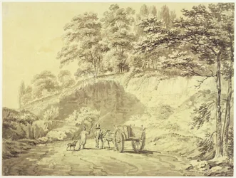 Hombre con caballo y carro entrando en una cantera, c.1797