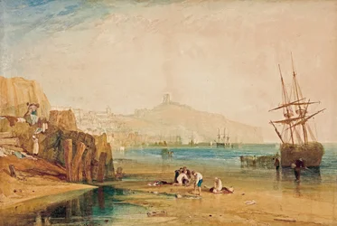 Scarborough, mañana, niños atrapando cangrejos, c. 1810