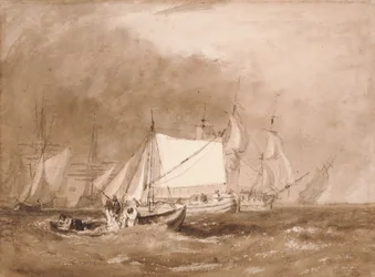Escena marítima con pescadores