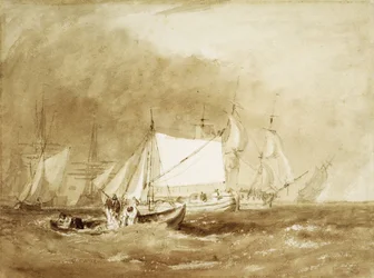 Escena de navegación, con pescadores