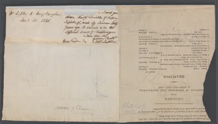 Boceto de dos barcos en una página de catálogo, c.1823