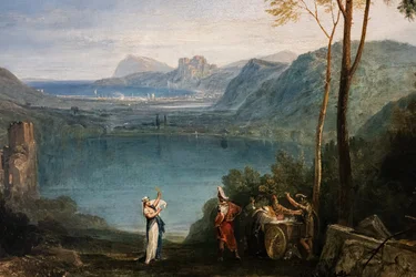 El lago del Averno, Eneas, la Sibila de Cumas, detalle