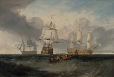 La Victoria regresando de Trafalgar, en tres posiciones