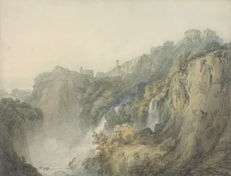Tívoli con el Templo de la Sibila y las cascadas, c.1796-97