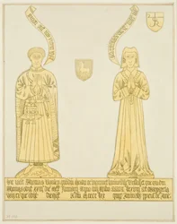 Lámina de Thomas Rowley y su esposa en el pasillo central de la Iglesia de St John