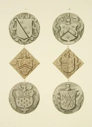 Escudos de armas en lápidas en la Iglesia de St Thomas