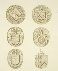 Escudos de armas en lápidas en St Mary Redcliffe