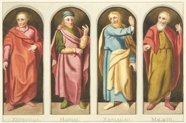 Cuatro profetas menores pintados en el lado oeste de la pantalla que divide la nave del coro de la Catedral de Bristol