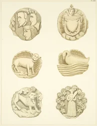 Piedras de bóveda (jefes) en el techo de Redcliffe Church