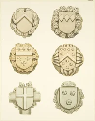 Piedras de bóveda (jefes) en el techo de la Iglesia de Redcliffe