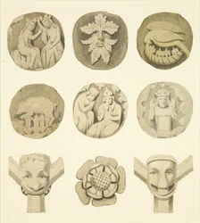 Piedras de bóveda en el techo de la Iglesia de Redcliffe