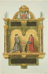 Monumento de Harrington sobre la puerta de la sacristía en la Iglesia de San Pedro