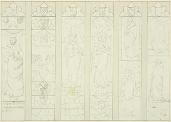 Vidriera en la ventana del altar de St Mark