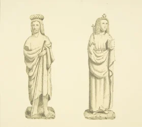 Dos figuras en nichos de la torre de St Mary Redcliffe