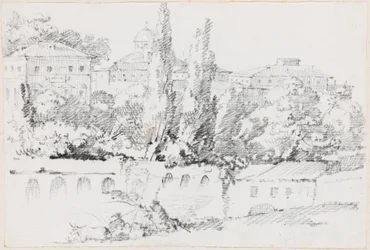 Murallas de Roma con Santa Maria del Popolo en la distancia